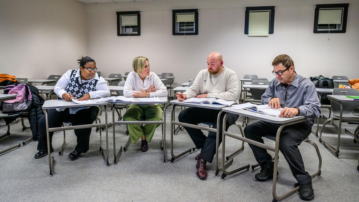 Students and professor in classroom