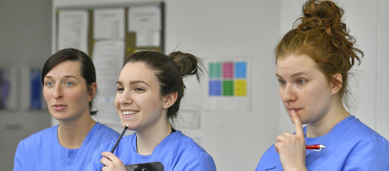 Health students in a lab